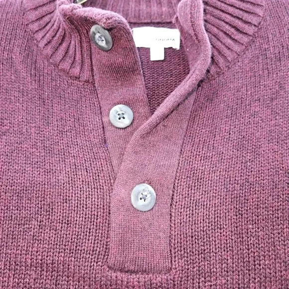Sonoma Men's Burgundy Button Neck Sweater Size Lg - Picture 3 of 5